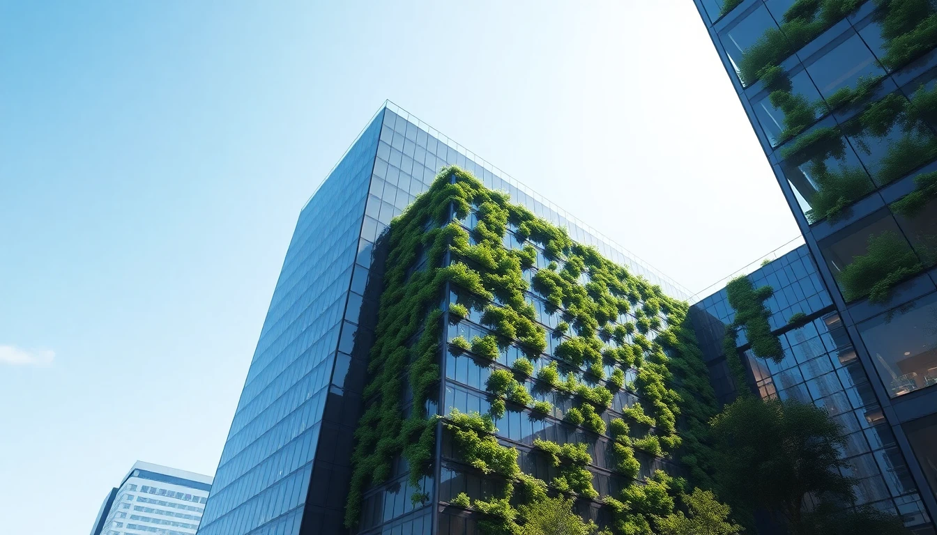 Sleek, modern corporate building with glass facades, representing business excellence.